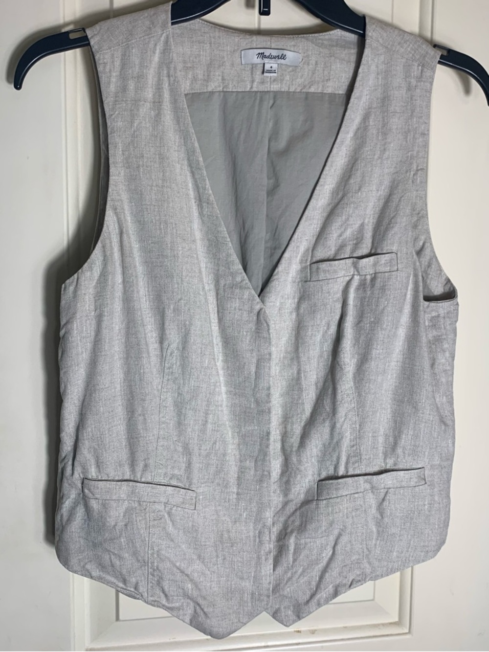 Madewell Women’s Neutral Beige Linen Vest Size 4